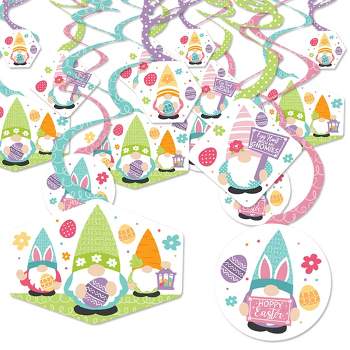 Big Dot of Happiness Easter Gnomes - Spring Bunny Party Hanging Decor - Party Decoration Swirls - Set of 40