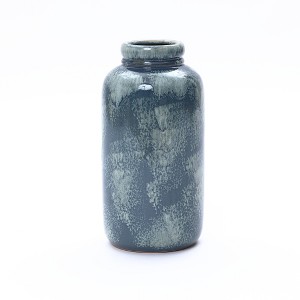 LuxenHome 13.8" Terracotta Blue Mottled Round Vase, Ceramic Jar for Dried Flowers & Home Decor - 1 of 4