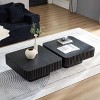 35'' Modern Small Wood Square Coffee Table, Handcraft Drum Coffee Table with MDF Pedestal Base for Living Room,Compact Spaces-Coolbibila - 3 of 4