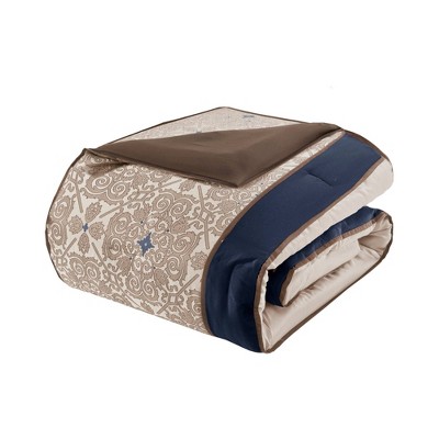 Navy Jacquard California King 24-Piece Bedding Set