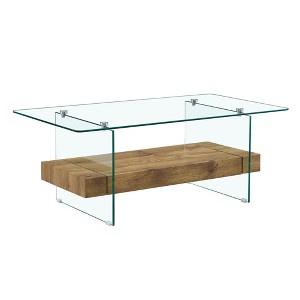 NicBex 43.3 Inch Rectangle Clear Glass Coffee Table with Pattern Storage Shelf for Living Room,Dining Room,Bedroom - 1 of 4