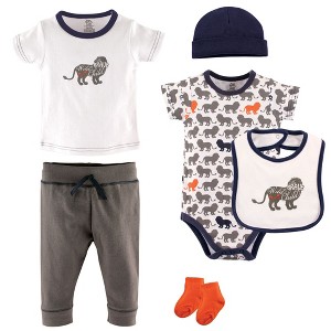 Yoga Sprout Baby Boy Cotton Layette Set, Lion - 1 of 2
