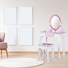 Angel Sar Kids Vanity Set, Floral Printed Wooden Makeup Dressing Table with Mirror and Stool, Pink Princess Role Play Furniture with Storage for Girls - 4 of 4