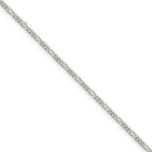 Black Bow Jewelry Sterling Silver 2mm Diamond Cut and Polished Figaro Anklet, 9 Inch - 1 of 4