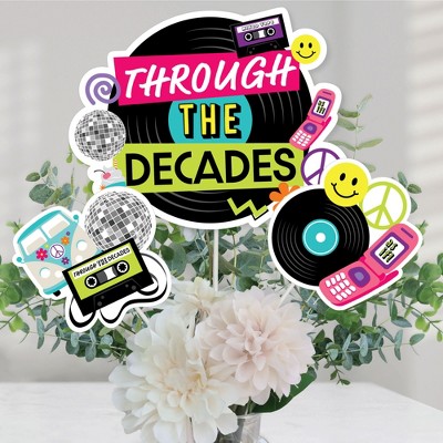  Big Dot of Happiness Through The Decades - DIY Shaped 50s, 60s,  70s, 80s, and 90s Party Cut-Outs - 24 Count