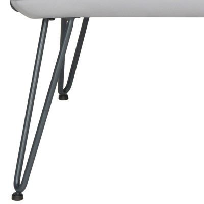 Transitional Gray Faux Leather Arm Chair with Metal Hairpin Legs