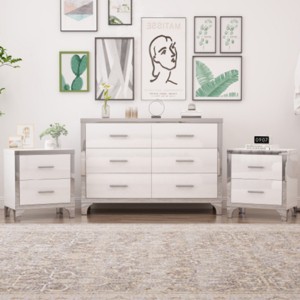 Elegant 6-Drawer Dresser and Two Nightstands Suite,Modern Storage Suite for Bedroom & Living Room-Maison Boucle - 1 of 4