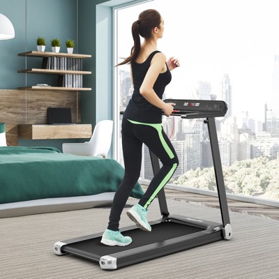 SuperFit Folding Electric Treadmill Compact Walking Running Machine w APP Control Speaker Silver