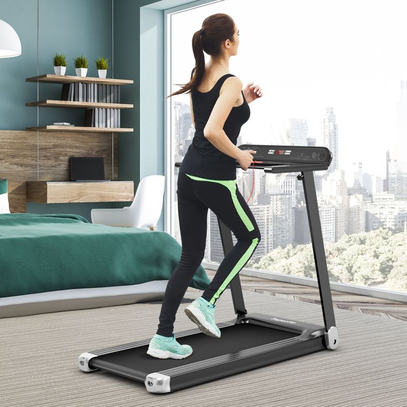 SuperFit  Folding Electric Treadmill Compact Walking Running Machine w/APP Control Speaker, 1 of 11