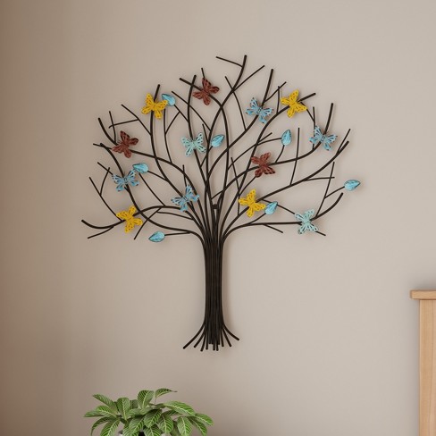 Tree Of Life Butterfly Wall Art - Hand-Painted Decorative Metal Sculpture  With 3D Butterflies And Leaves For Rustic And Farmhouse Homes By Lavish  Home : Target