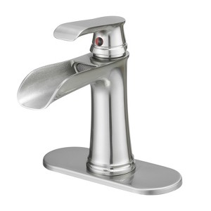 Grungis Single Hole Bathroom Sink Faucet with Deck Plate,Bathroom Faucet with Pop Up Drain and Supply Lines for Home Sinks - 1 of 4