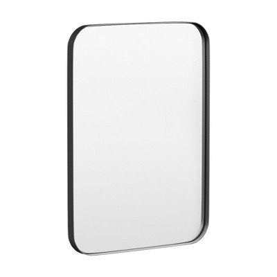 Tempered Glass Rounded Rectangle Framed Wall-Mounted Bathroom Vanity Mirror