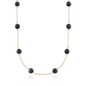Ross-Simons 8mm Black Onyx Bead Station Necklace in 14kt Yellow Gold - 1 of 3