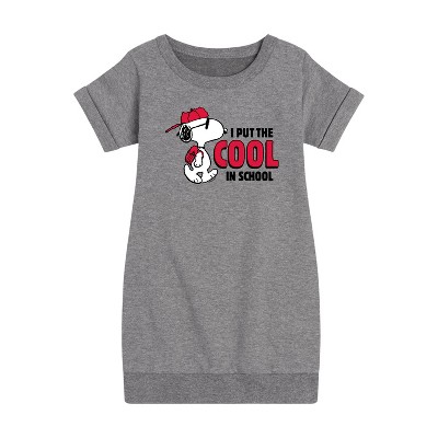 - Peanuts - Snoopy I Put the Cool in School Graphic Short Sleeve Fleece Dress