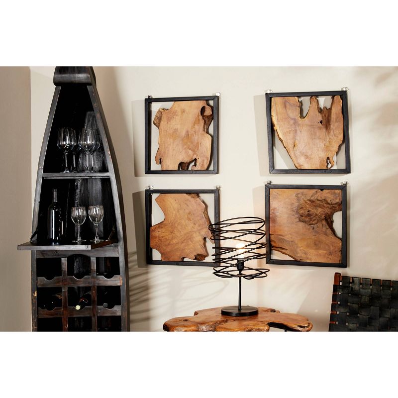 Wood Abstract Handmade Live Edge Wood Slab Wall Decor with Black Frame Brown - Olivia & May, 2 of 14