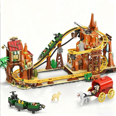 INSOON 1270PCS Western Roller Coaster Building Set Mining Coaster Model Playset Gift for Adults Teens Kids  Aged 10+