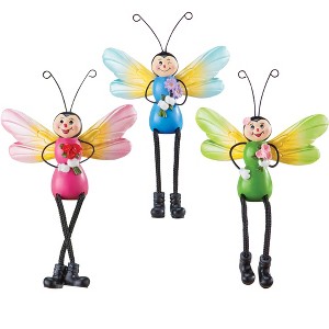Collections Etc Hand-Painted Firefly Sitters with Posable Legs - Set of 3 Black - 1 of 2