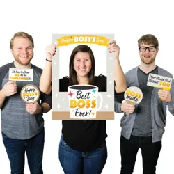 Big Dot of Happiness Happy Boss's Day - Best Boss Ever Selfie Photo Booth Picture Frame and Props - Printed on Sturdy Material