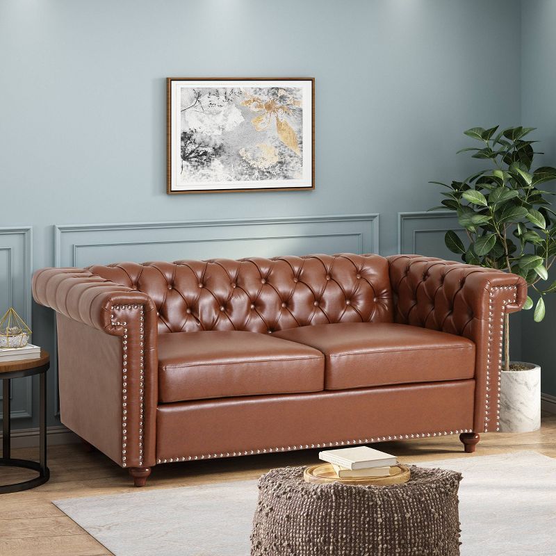 Brinkhaven Contemporary Button Tufted Loveseat with Nailhead Trim - Christopher Knight Home, 3 of 10