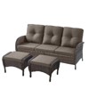 Gymojoy Outdoor 3-Seat Sofa PE Wicker Sofa Patio Sofa Couch - 2 of 4