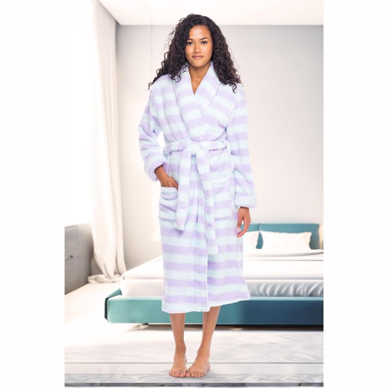 Women's Fuzzy Plush Fleece Robe, Warm Soft Bathrobe for Her, 4 of 8