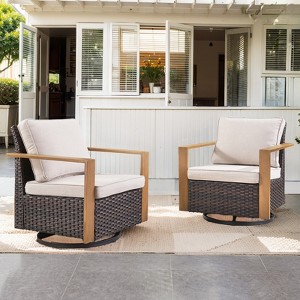 Buenhomino Patio Chairs Set of 2, Outdoor Swivel Rocker Patio Chairs, Metal Patio Furniture with Deep Seating and Wide Arm for Deck, Porch, Yard - 1 of 4