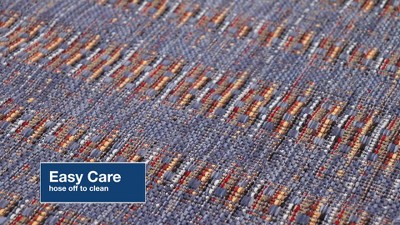 Modern Denim Stripe Round Synthetic Area Rug 7'10"