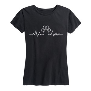 Women's - Instant Message - Heartbeat Paw Print Short Sleeve Graphic T-Shirt - 1 of 4