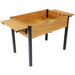 Gulches Elevated Raised Garden Bed with Folding Storage Shelf Metal Leg Fir Wood Planter Box (52.7"x23.6"x29.5") - 1 of 4