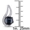 EVERLY JEWELRY | Sterling Silver 0.06 CT Diamond TW 9 - 9.5 MM Black Freshwater Cultured Pearl Fashion Post Earrings - 2 of 4