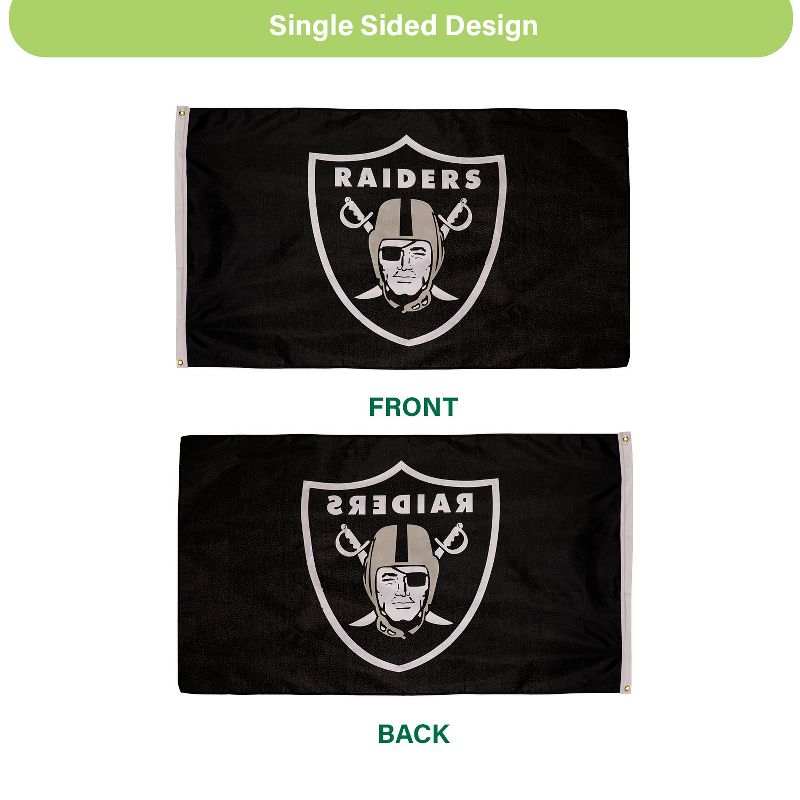 3'x5' Single Sided Flag w/ 2 Grommets, Las Vegas Raiders, 4 of 6