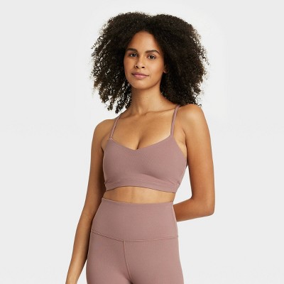 Image of Women's Light Support Rib Triangle Bra - All in Motion™ Brown M