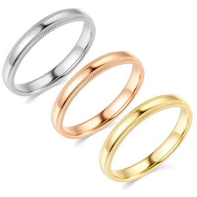 Pompeii3 4mm Milgrain Plain High Polished Dome Wedding Band 10k White, Yellow, Rose Gold