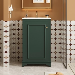 20"W Bathroom Vanity with Ceramic Sink, Freetanding Single Vanity Set Bathroom Storage Cabinet with Adjustable Shelf & Soft-Close Door - ModernLuxe - 1 of 4