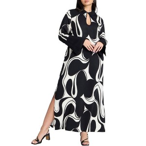 ELOQUII Women's Plus Size Printed Collared Maxi Dress - 1 of 3