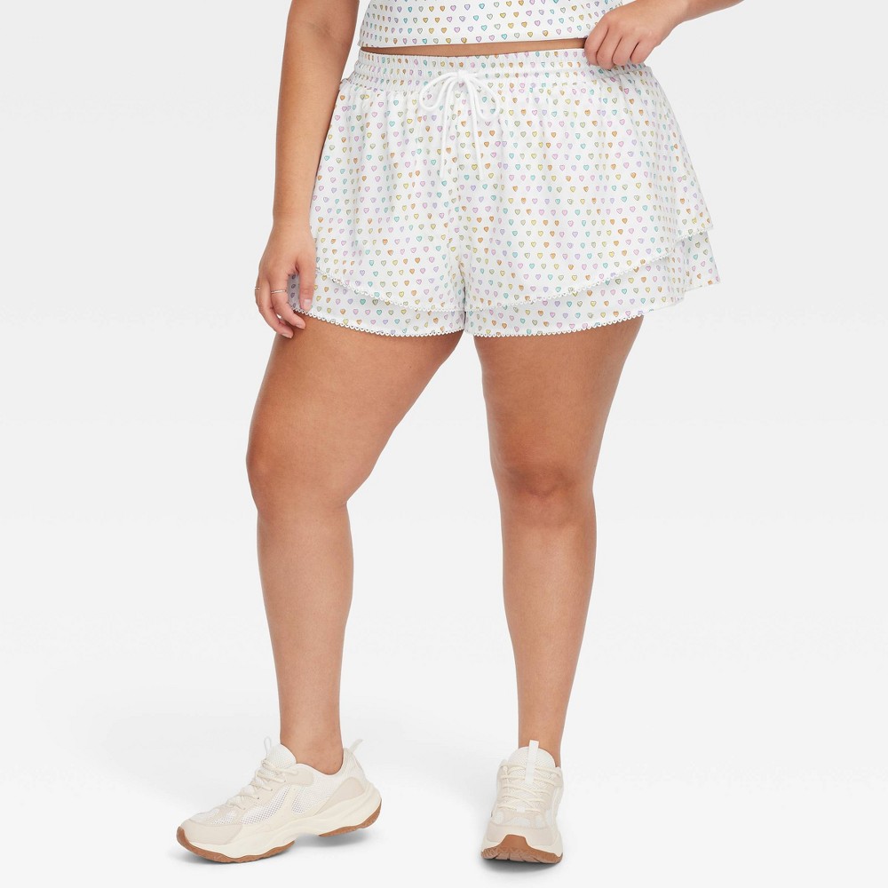 Women's Disco Hearts Wave Drawstrings Shorts Pink/Lavender/Teal - Roller Rabbit x Target XXL