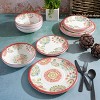 Laurie Gates Brick Floral Ripple 12 Piece Melamine Dinnerware Set in Red - image 3 of 4