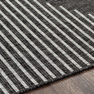 Okswerd Charcoal Woven 6'7" Round Indoor and Outdoor Area Rug