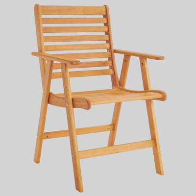 Hatteras Outdoor Patio Eucalyptus Wood Dining Armchair - Natural - Modway