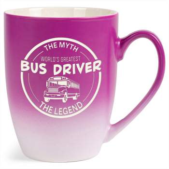 Elanze Designs Greatest Bus Driver Two Toned Ombre Matte Pink and White 12 ounce Ceramic Stoneware Coffee Cup Mug