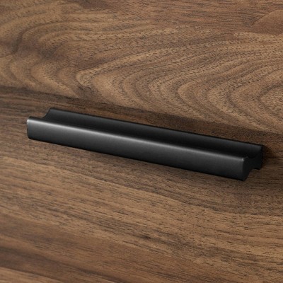 Natural Walnut 2-Drawer Side Table with Metal Legs