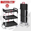 Coucheta Portable Folding Utility Service Cart,3 Tier Collapsible Push Cart,176 Lbs Rolling Cart with 360° Swivel Wheels,Collapsible Utility Carts - 2 of 4