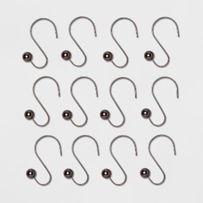 S Shaped Shower Curtain Hooks with Ball End Cap Iron Bronze - Threshold&trade;