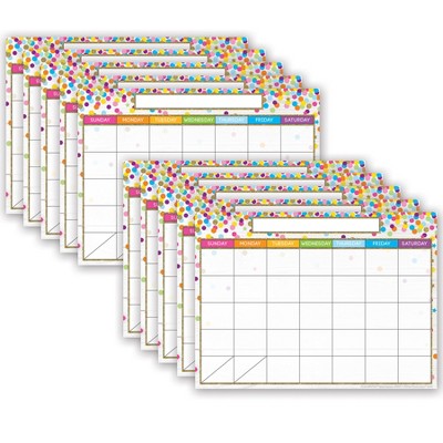 Ashley Productions® Smart Poly® PosterMat Pals™ Space Savers, 13" x 9-1/2", Calendar Confetti Style, Pack of 10