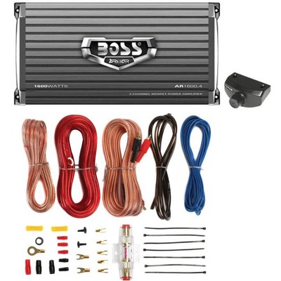 BOSS AUDIO AR1600.4 1600W 4 Channel Car Amplifier AR16004 &Remote &8 Ga Amp Kit