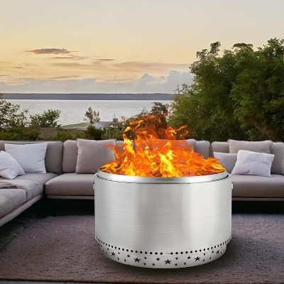 Smokeless Fire Pit, Outdoor Wood Burning Portable Firepit with Removable Ash Pan, Bonfire Pit with Poker, Stand for Outside, Backyard, Patio