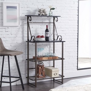 Kings Brand Furniture Covington Metal Kitchen Shelves Baker’s Rack Microwave Stand, Pewter - 1 of 4