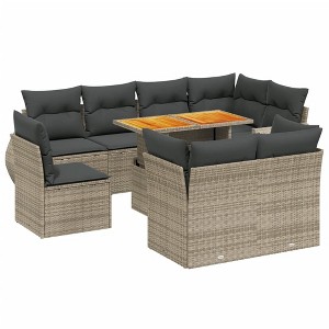 vidaXL Garden Sofa Set Grey PE rattan 9 Piece Set Adjustable Armrests - 1 of 4