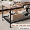 GustoWave Small Wood Coffee Table, 2-Tier Center Table with Mesh Shelf Storage for Living Room, Bedroom, Office, Rustic Brown - 4 of 4