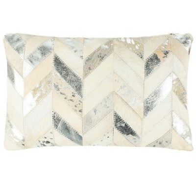 Metallic Herringbone Cowhide Pillow - Safavieh